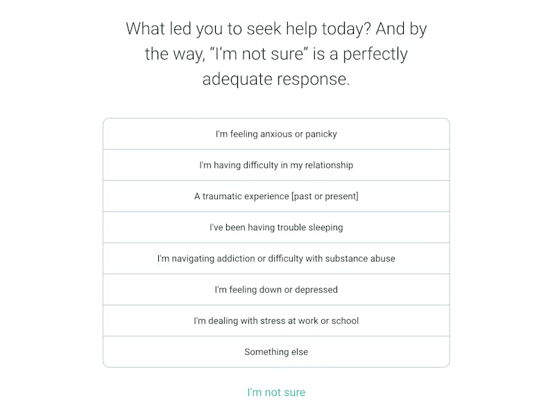part of talkspace questionnaire