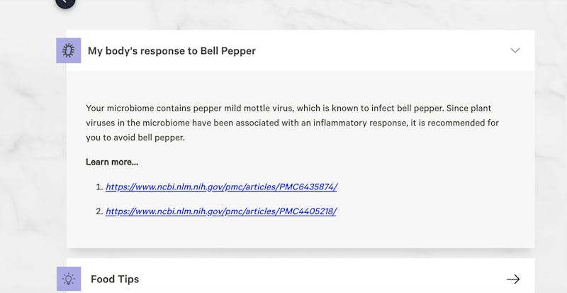 Viome recommended avoiding bell peppers