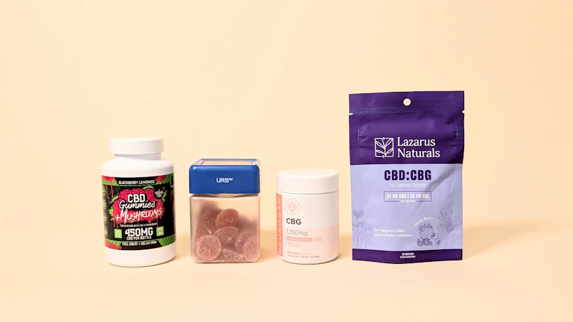 Best CBG gummies, from left to right: Hemp Bombs, Urb, Neurogan, and Lazarus Naturals