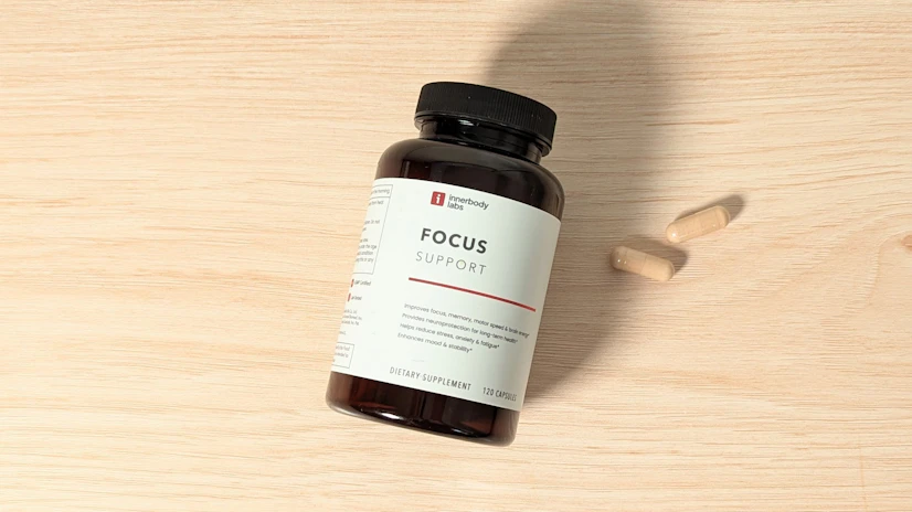The best nootropic right now: Innerbody Labs Focus Support, showing bottle and capsules.