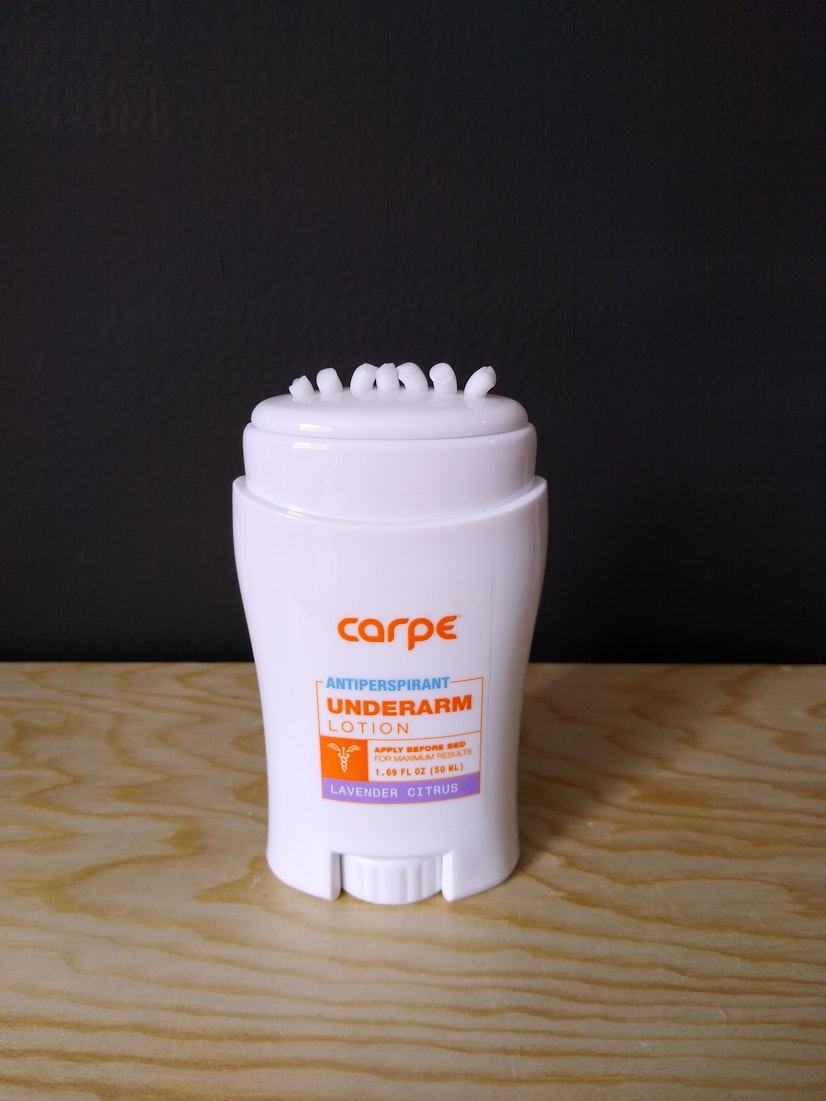 What the Carpe underarm antiperspirant lotion looks like