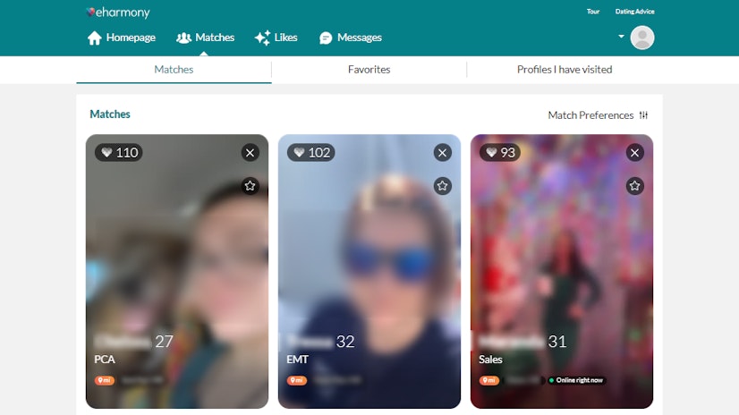 eHarmony Profile Matches