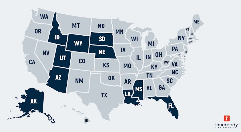 Ten Best States Map