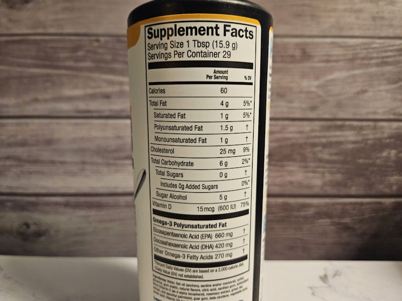 Barlean’s fish oil ingredients label