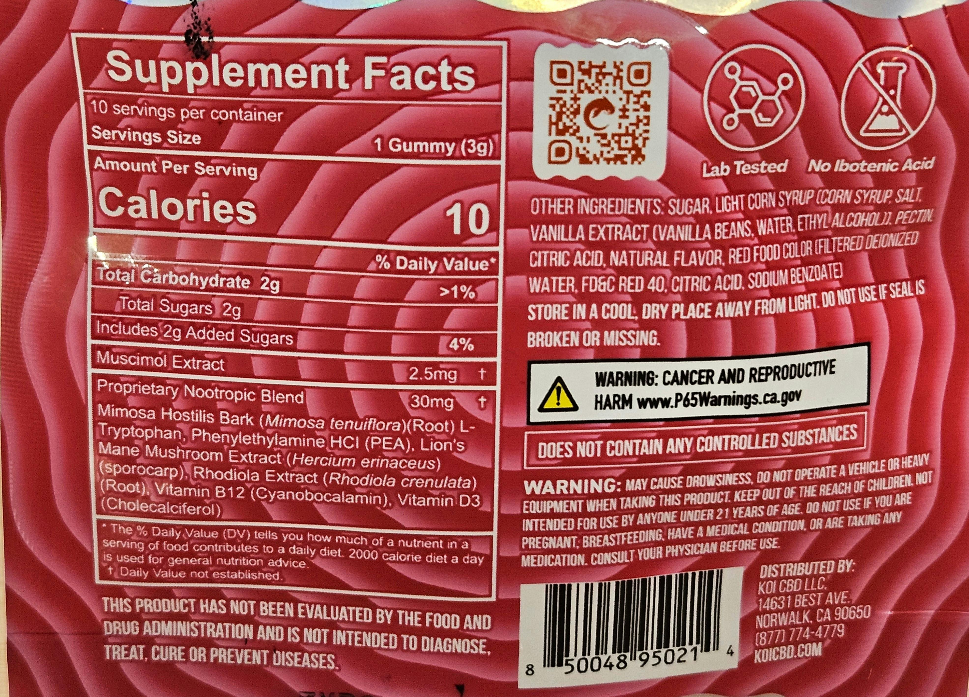 Best _Amanita muscaria_ Gummies Koi Musci Mind Ingredients