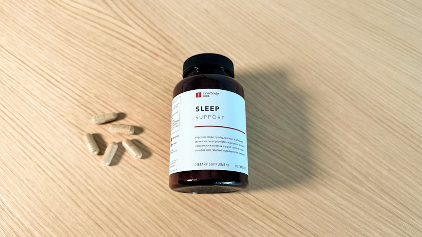 A shot of the Innerbody Labs Sleep Support supplement bottle