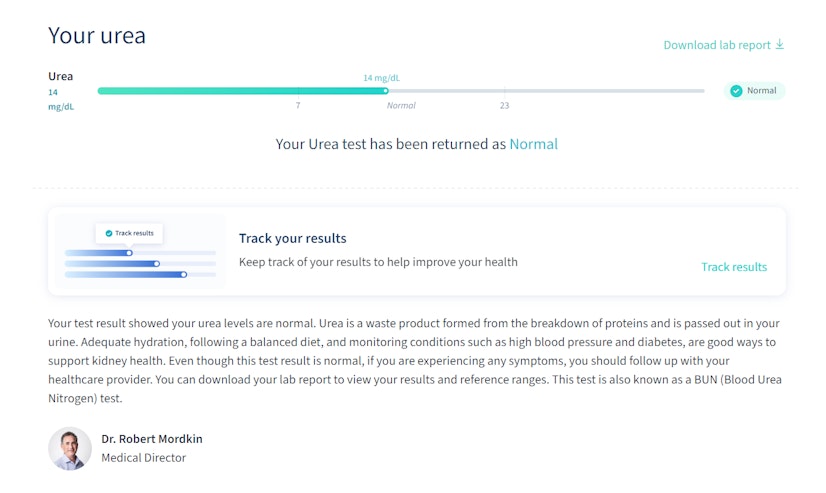 LetsGetChecked kidney testing results explained