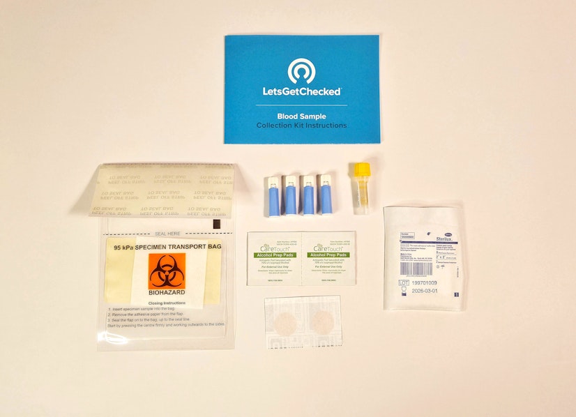 LetsGetChecked kidney test kit materials