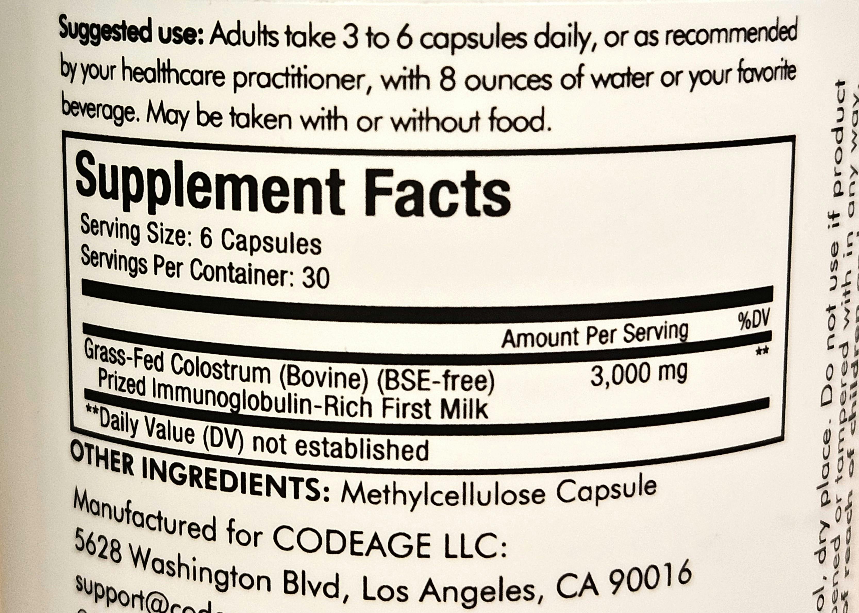 Best Colostrum Codeage Ingredients