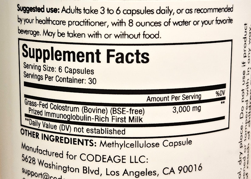 Best Colostrum Codeage Ingredients