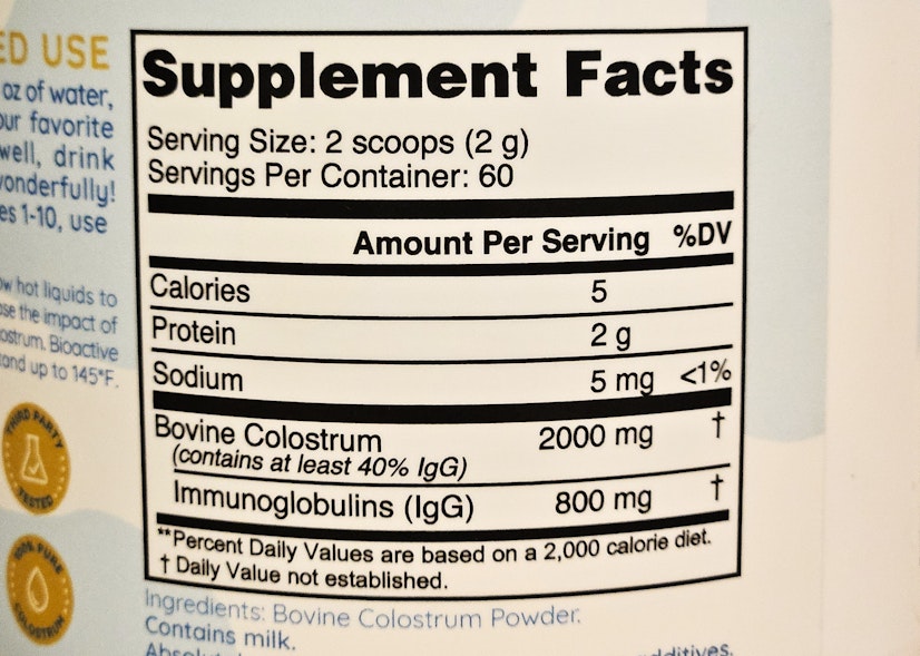 Best Colostrum Wondercow Ingredients