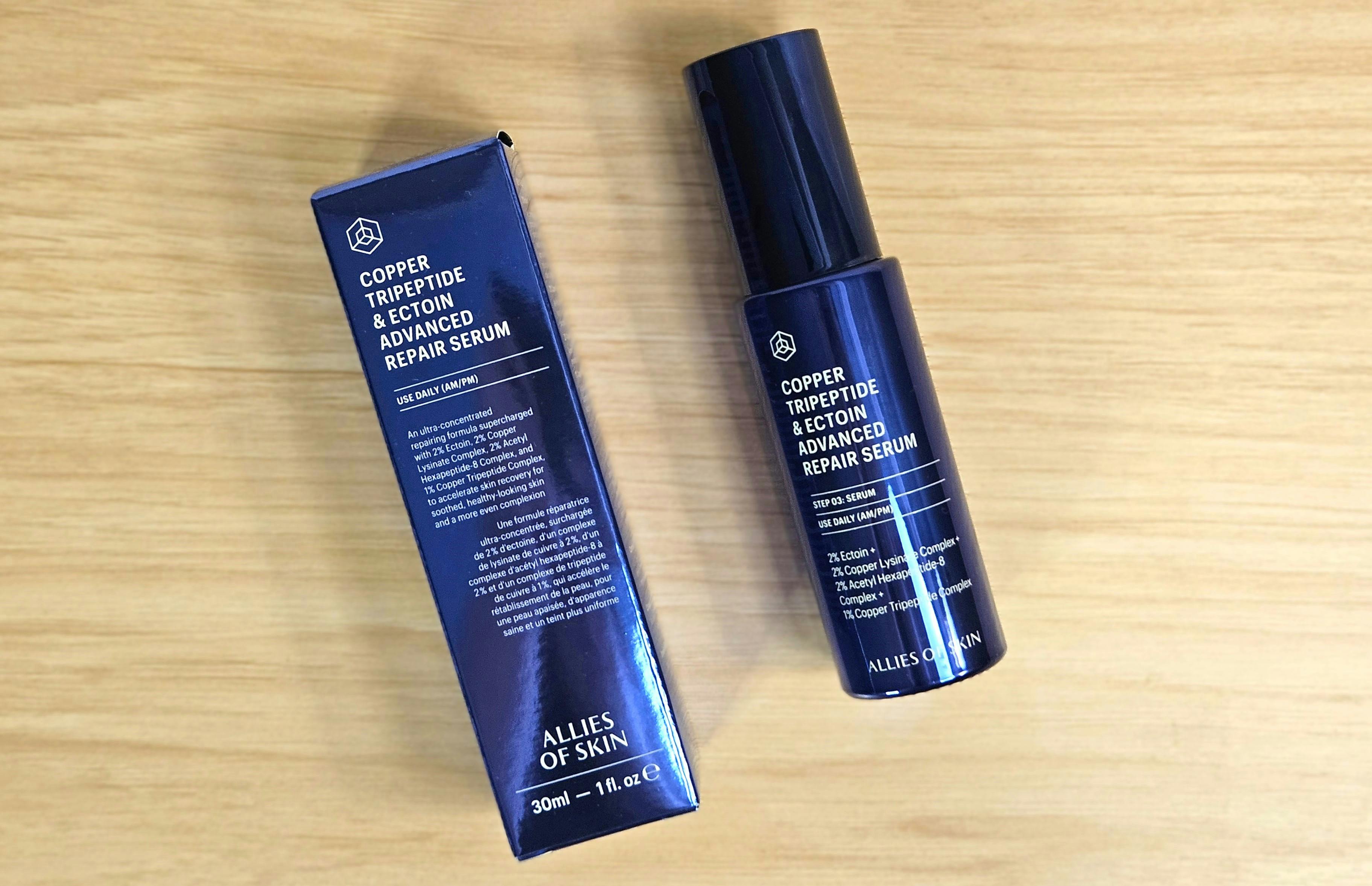 Allies of Skin Copper Tripeptide & Ectoin Advanced Repair Serum with box
