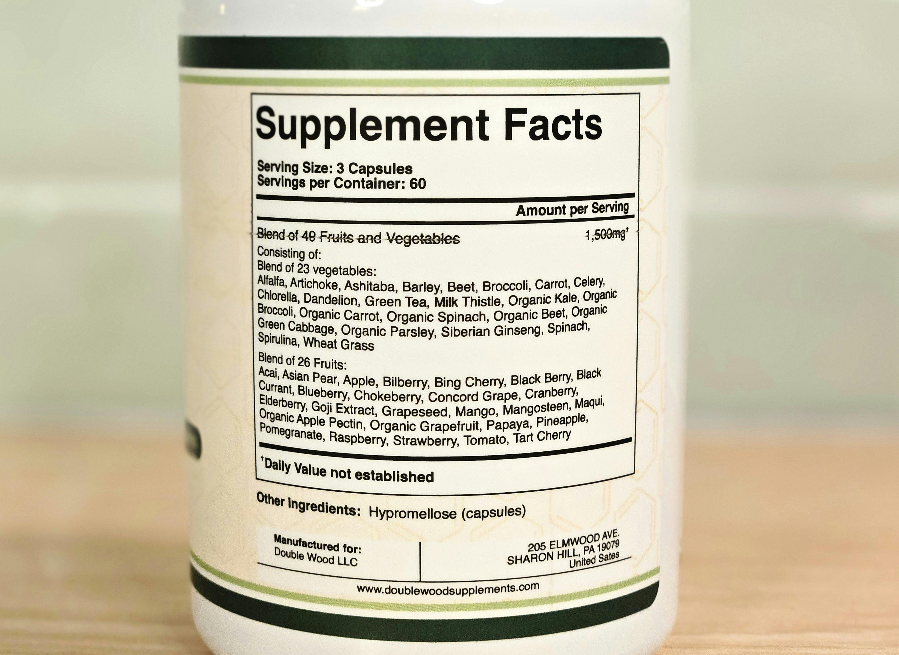 Best Fruit And Vegetable Supplements Double Wood Ingredients