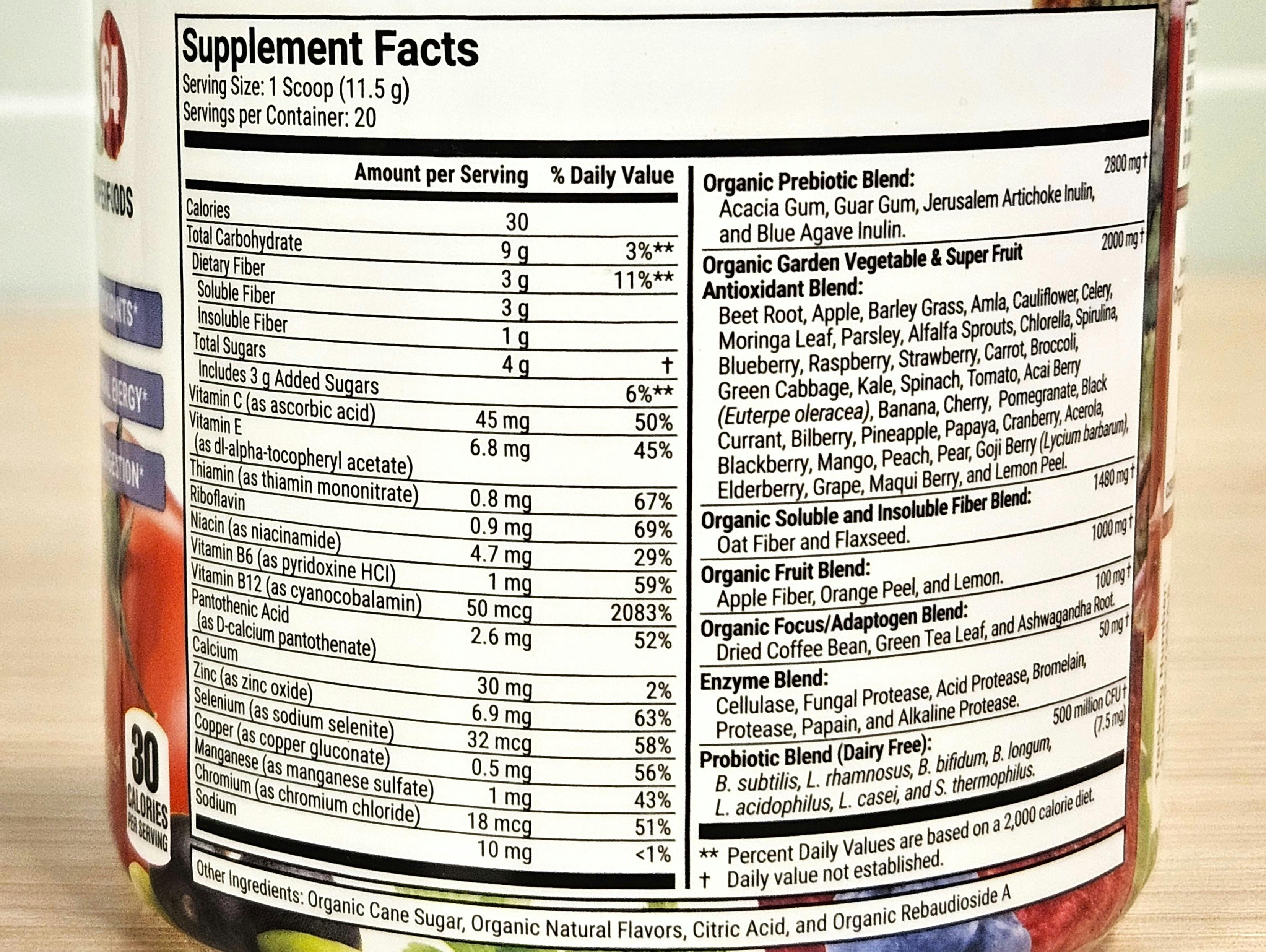 Best Fruit And Vegetable Supplements Juce Ingredients