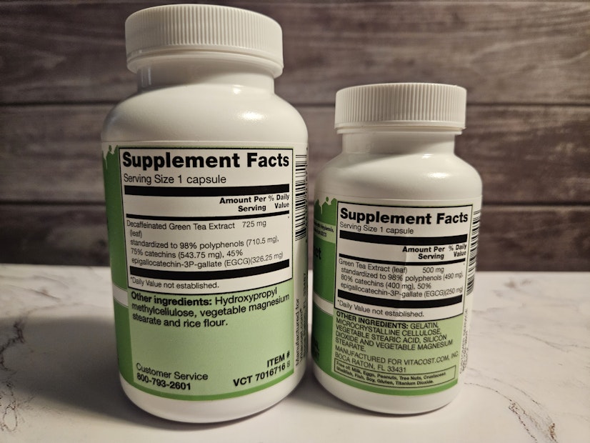 Vitacost Green Tea Extract Supplement Facts Label