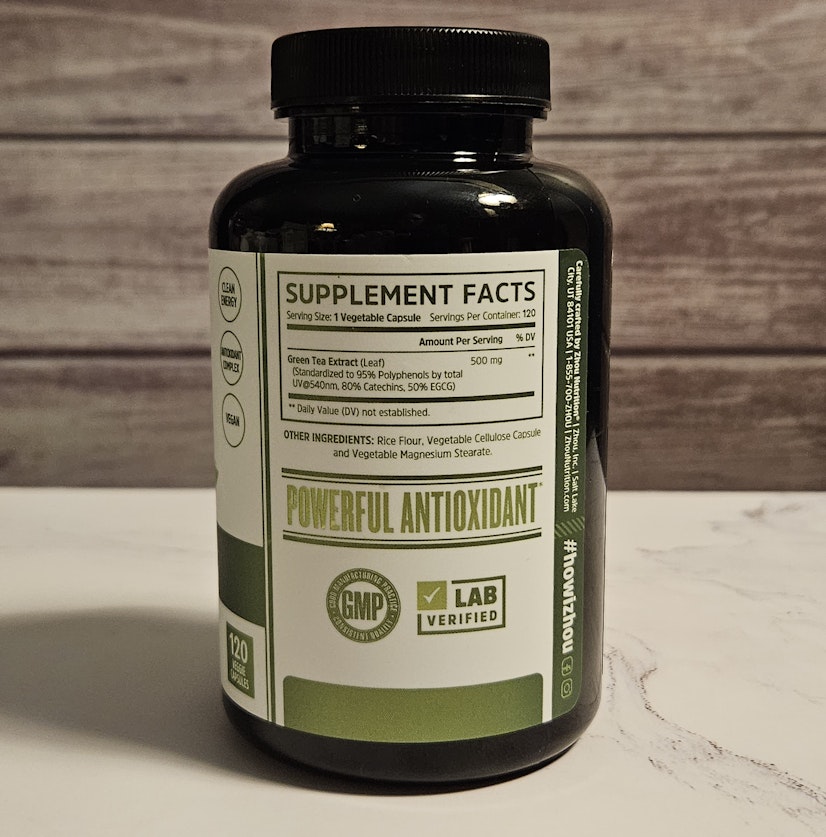 Zhou Green Tea Extract Supplement Facts Label