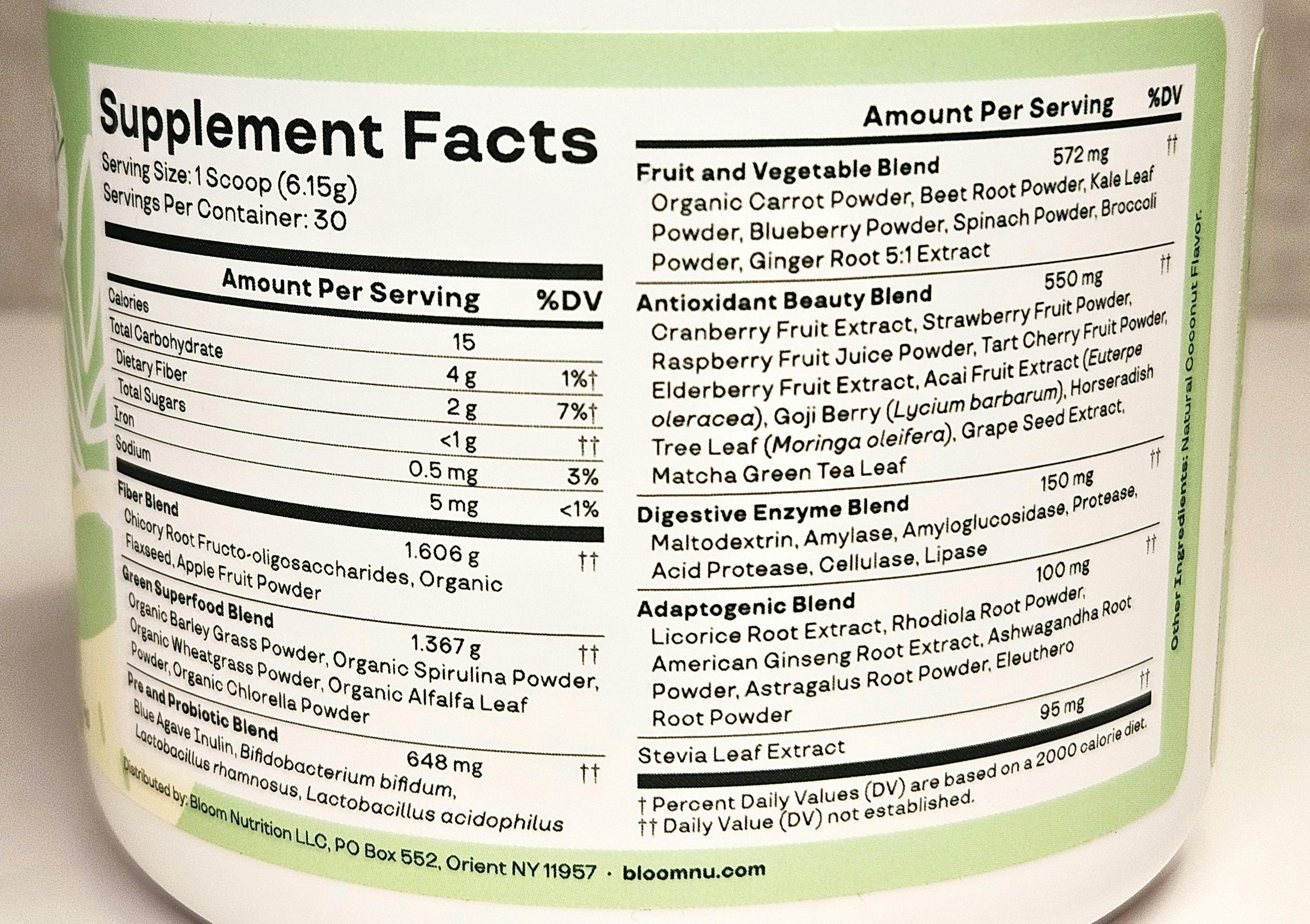 Best Greens Powder Bloom Ingredients