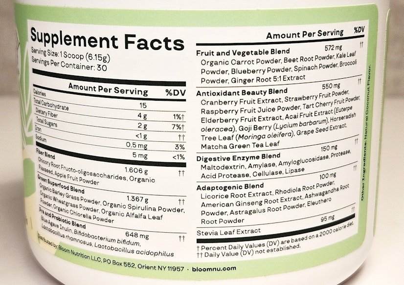 Best Greens Powder Bloom Ingredients