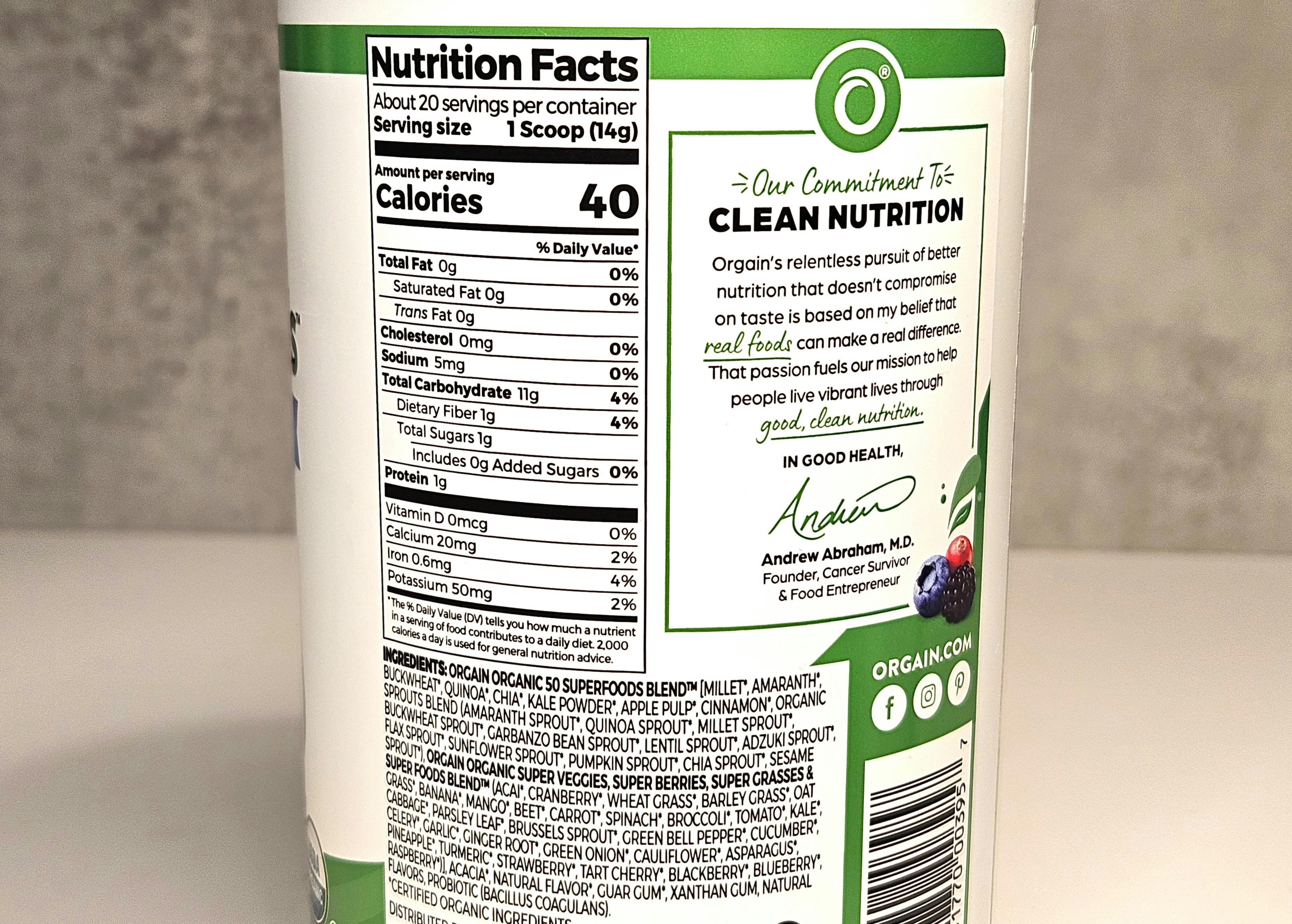 Best Greens Powder Orgain Ingredients