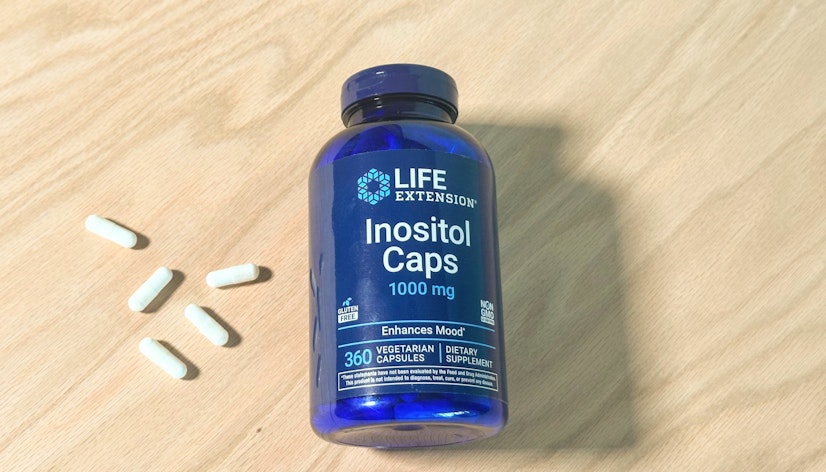 A shot of the Life Extension Inositol supplement bottle