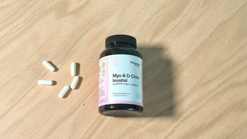 A shot of the Wholesome Story supplement bottle