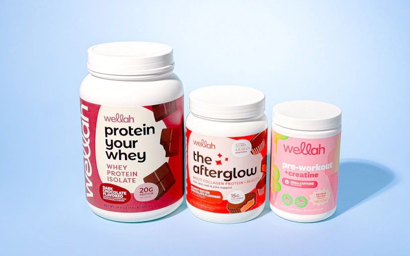 Three Wellah products lined up against a blue background