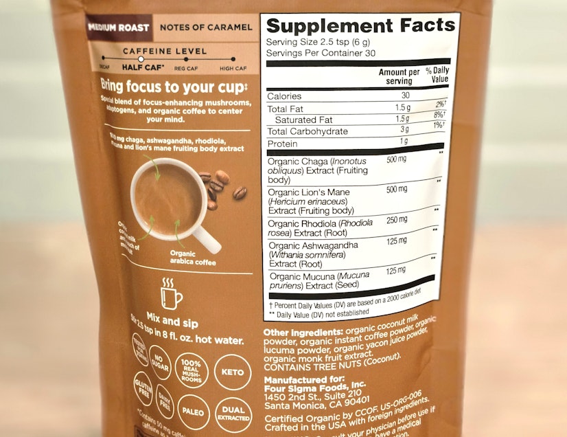 Best Mushroom Coffee Four Sigmatic Focus Latte Ingredients