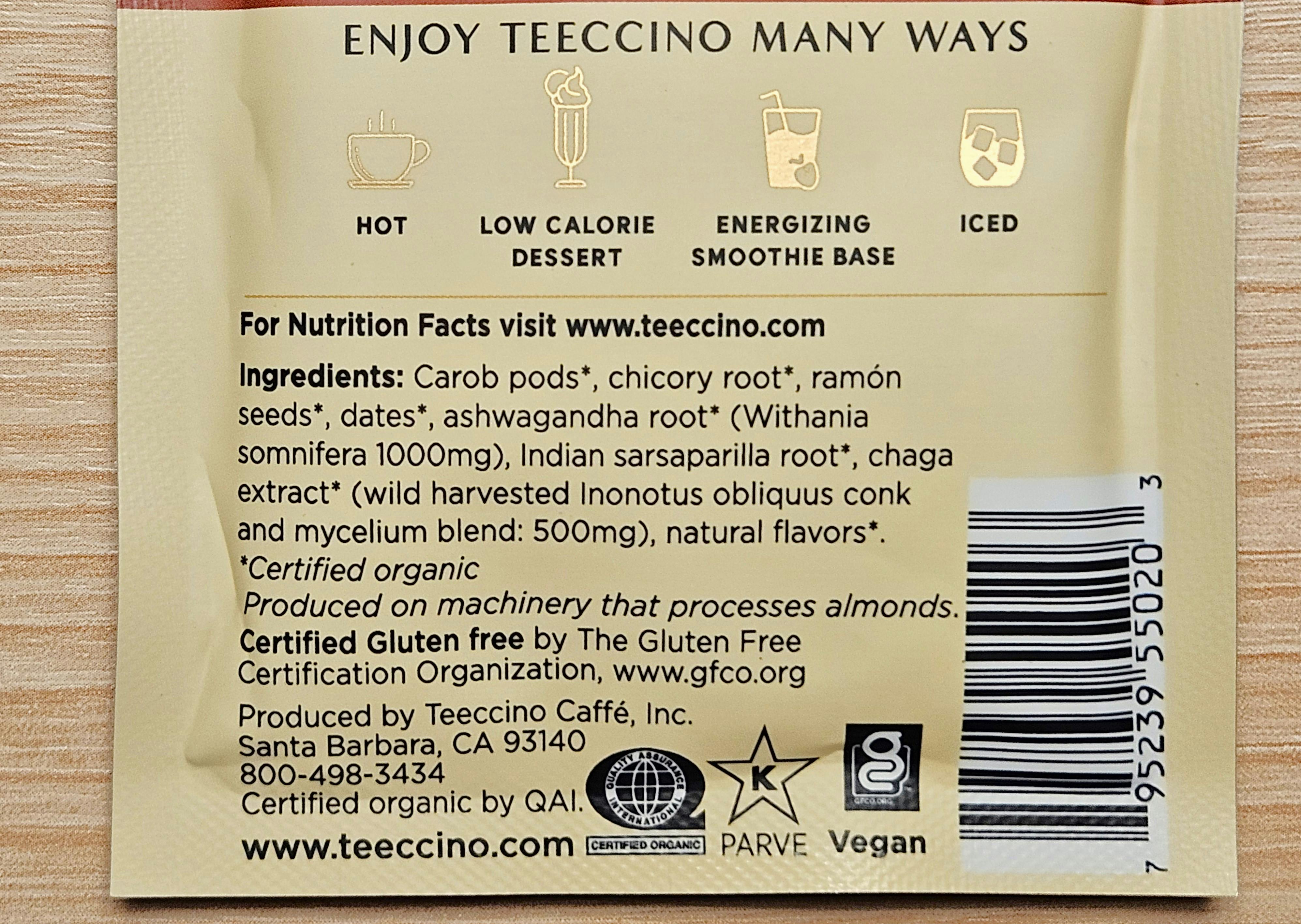 Best Mushroom Coffee Teeccino Chaga Ingredients