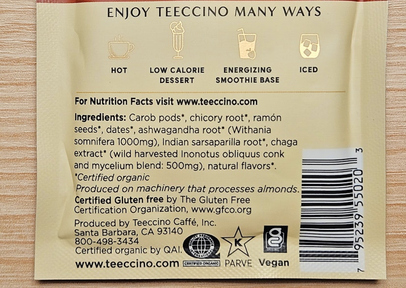 Best Mushroom Coffee Teeccino Chaga Ingredients