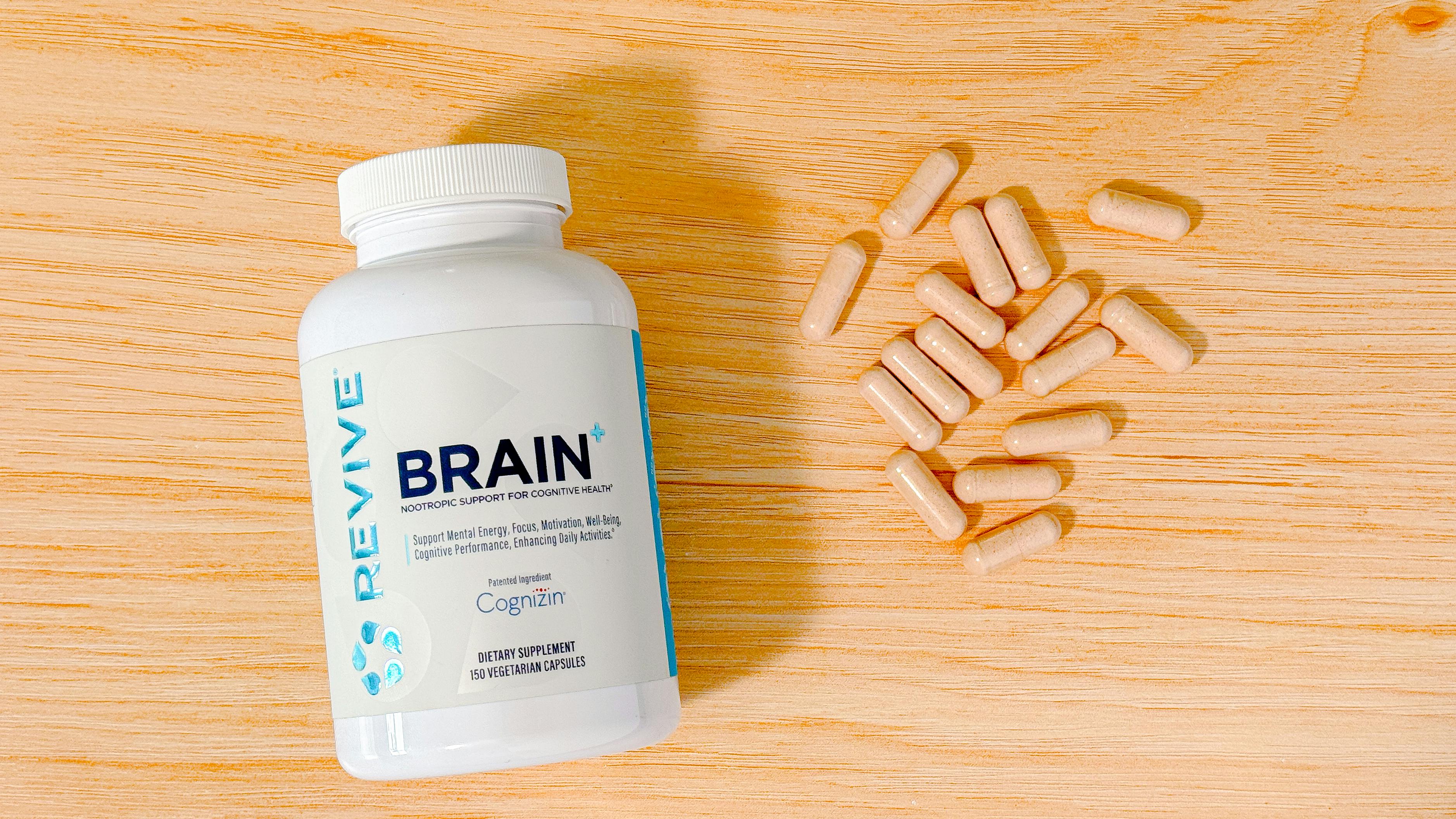 The best budget nootropic - Revive Brain Plus, showing bottle and capsules