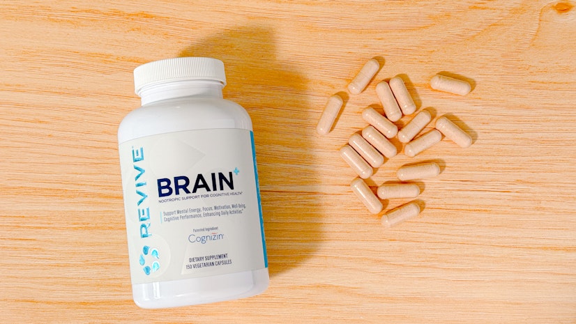 The best budget nootropic - Revive Brain Plus, showing bottle and capsules
