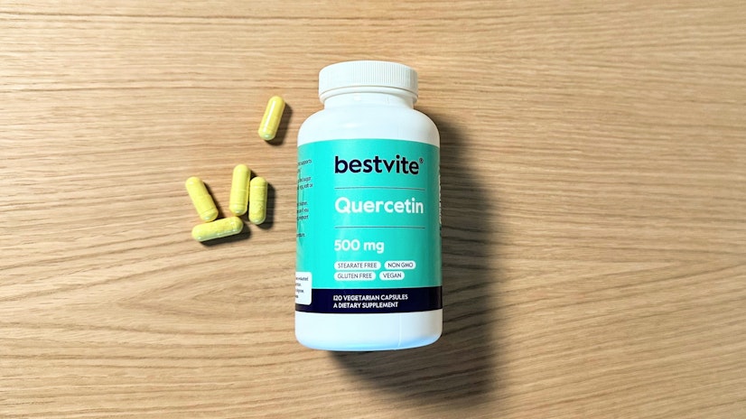 A shot of the Bestvite Quercetin supplement bottle