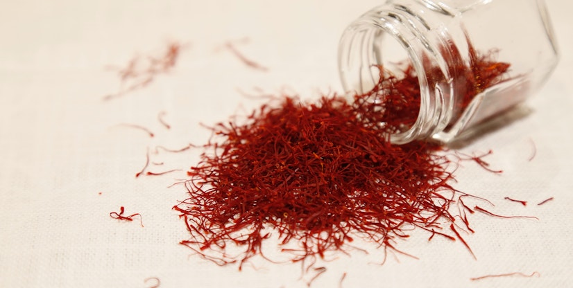Saffron with a glass jar