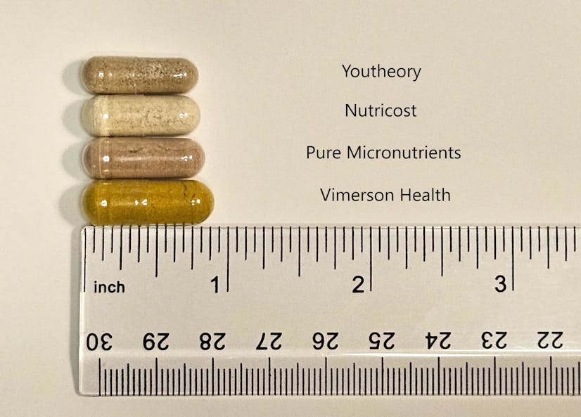 Saffron Supplement Pill Sizes Stacked