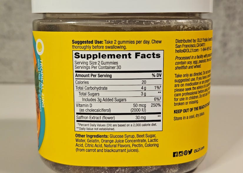 Saffron Supplement Facts