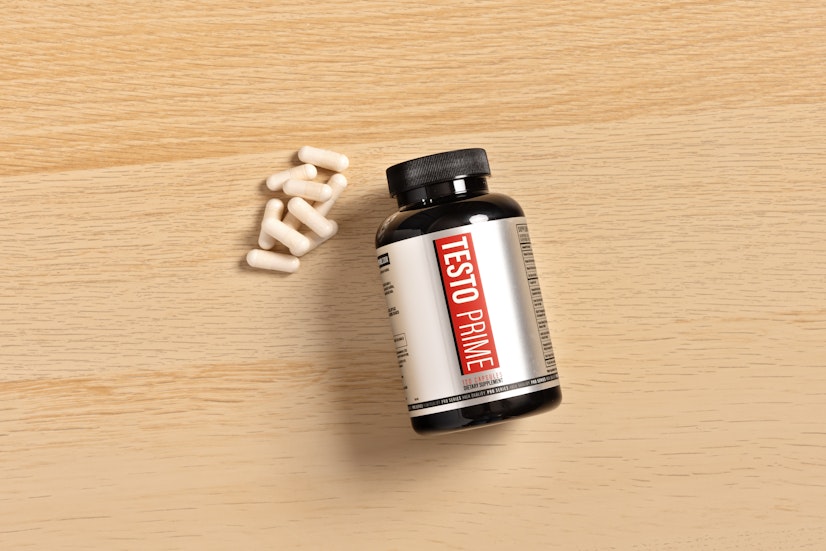 TestoPrime supplement bottle with capsules
