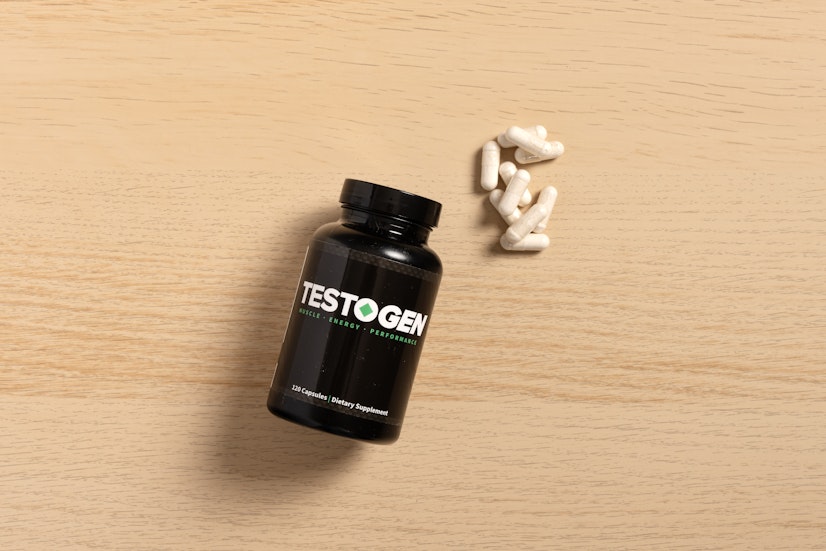 TestoGen supplement bottle with capsules