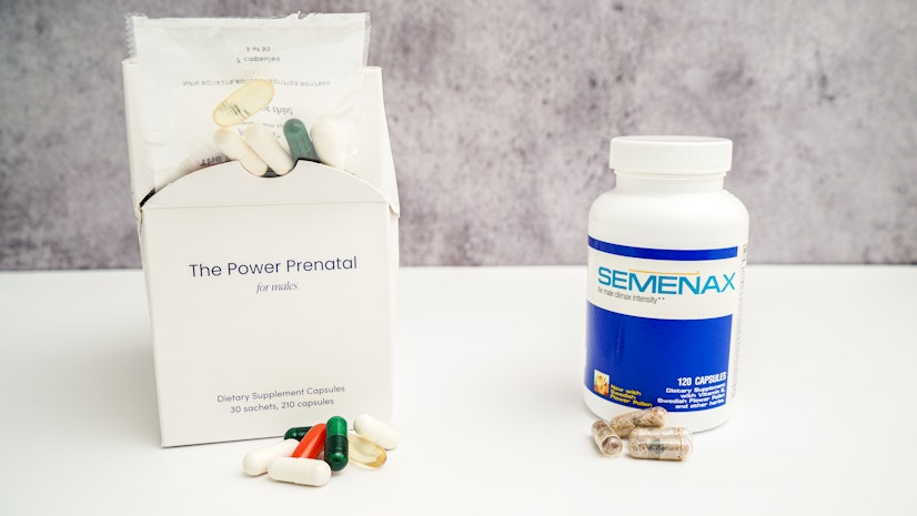 Bird & Be and Semenax volume pills side by side