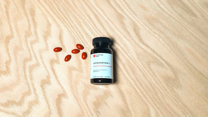 A picture of the Astaxanthin+ supplement bottle from Innerbody Labs