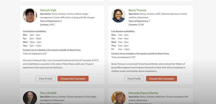 choosing a betterhelp counselor