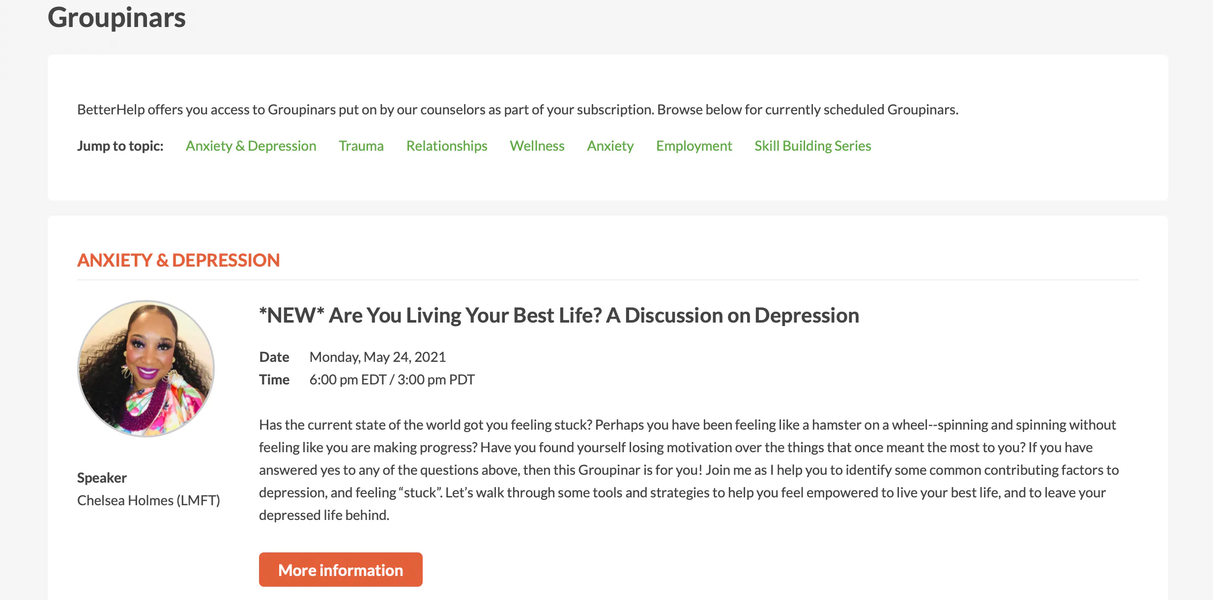 betterhelp groupinars
