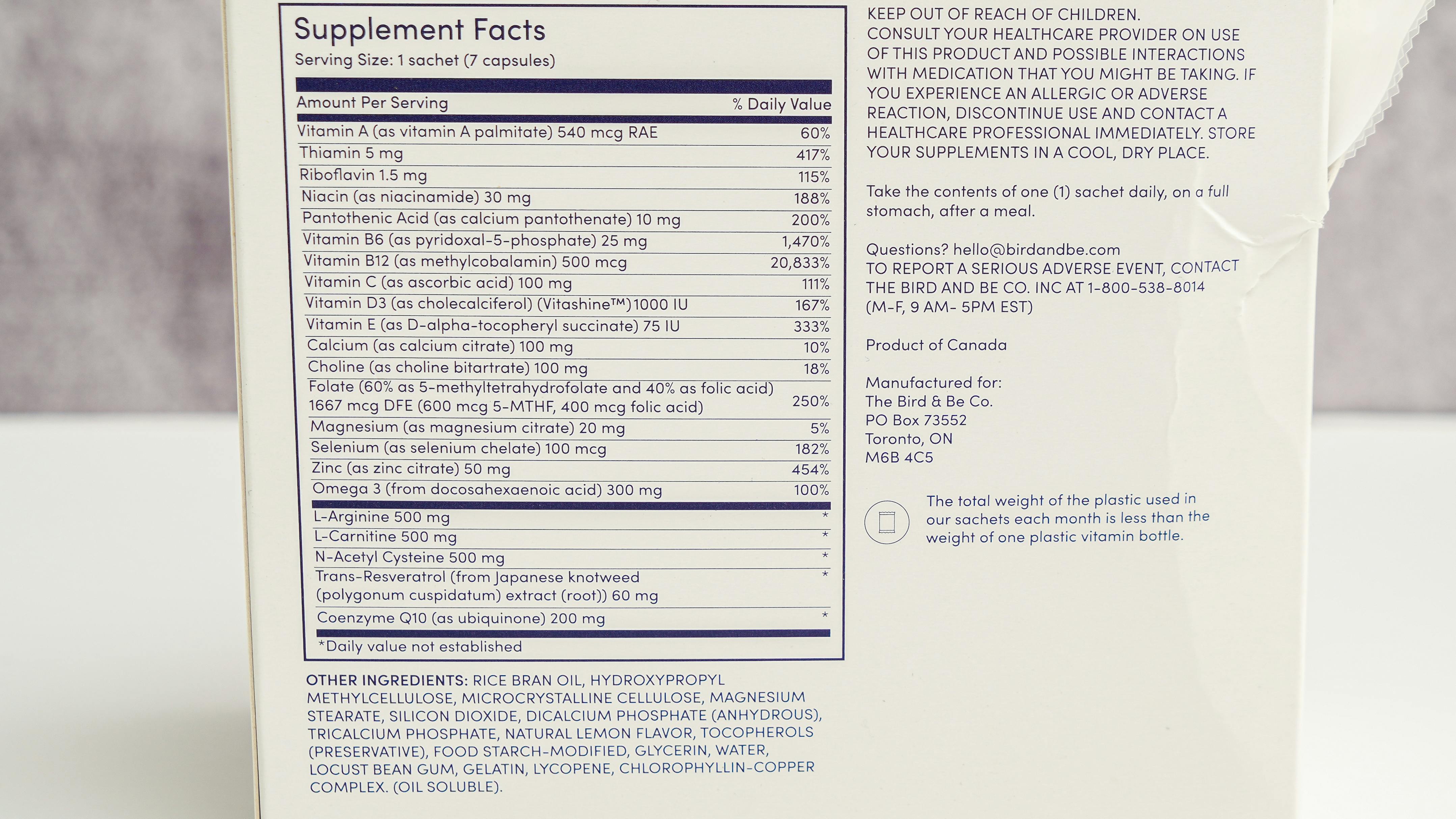 Bird and Be Powers for Males ingredients