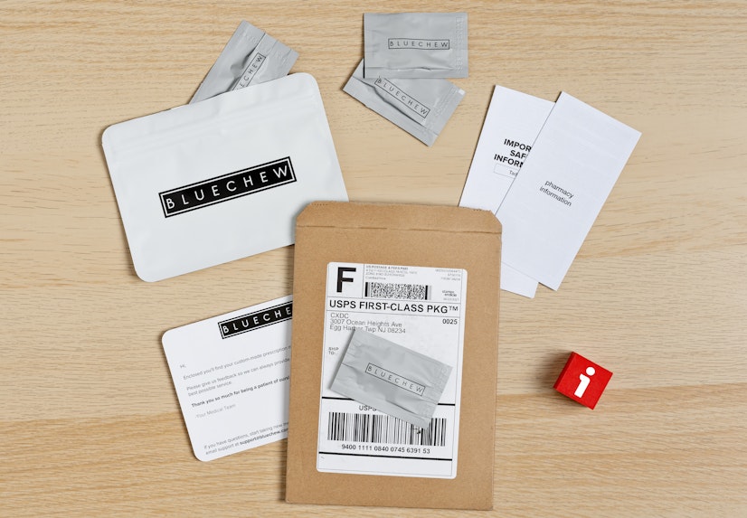 BlueChew package with ED medication