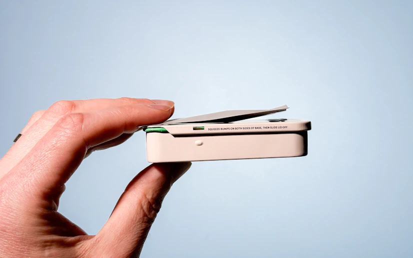 Hims Chewable Tadalafil Mints Safety Lock with bluechew packet for added comparison