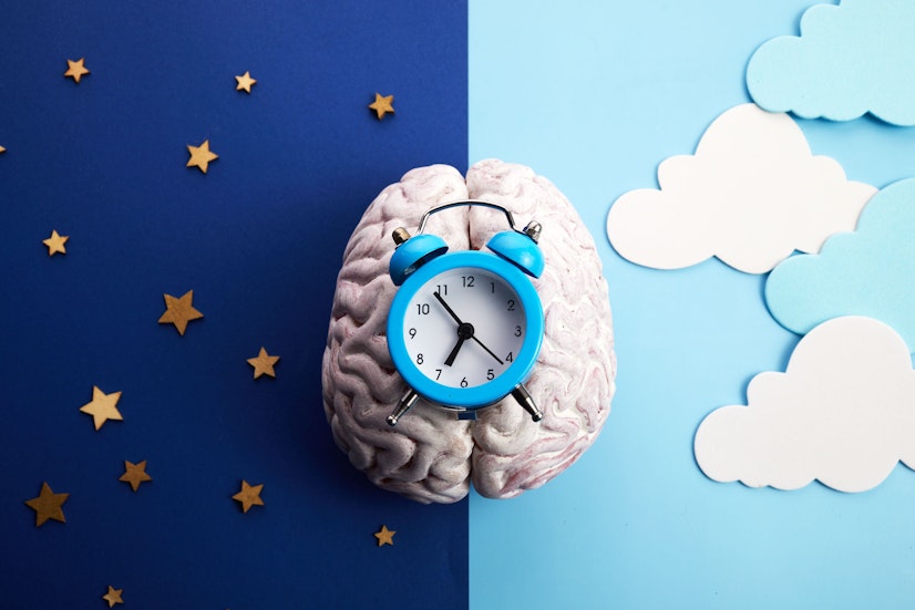 A Sleep Health Concept Showing A Clock And A Human Brain
