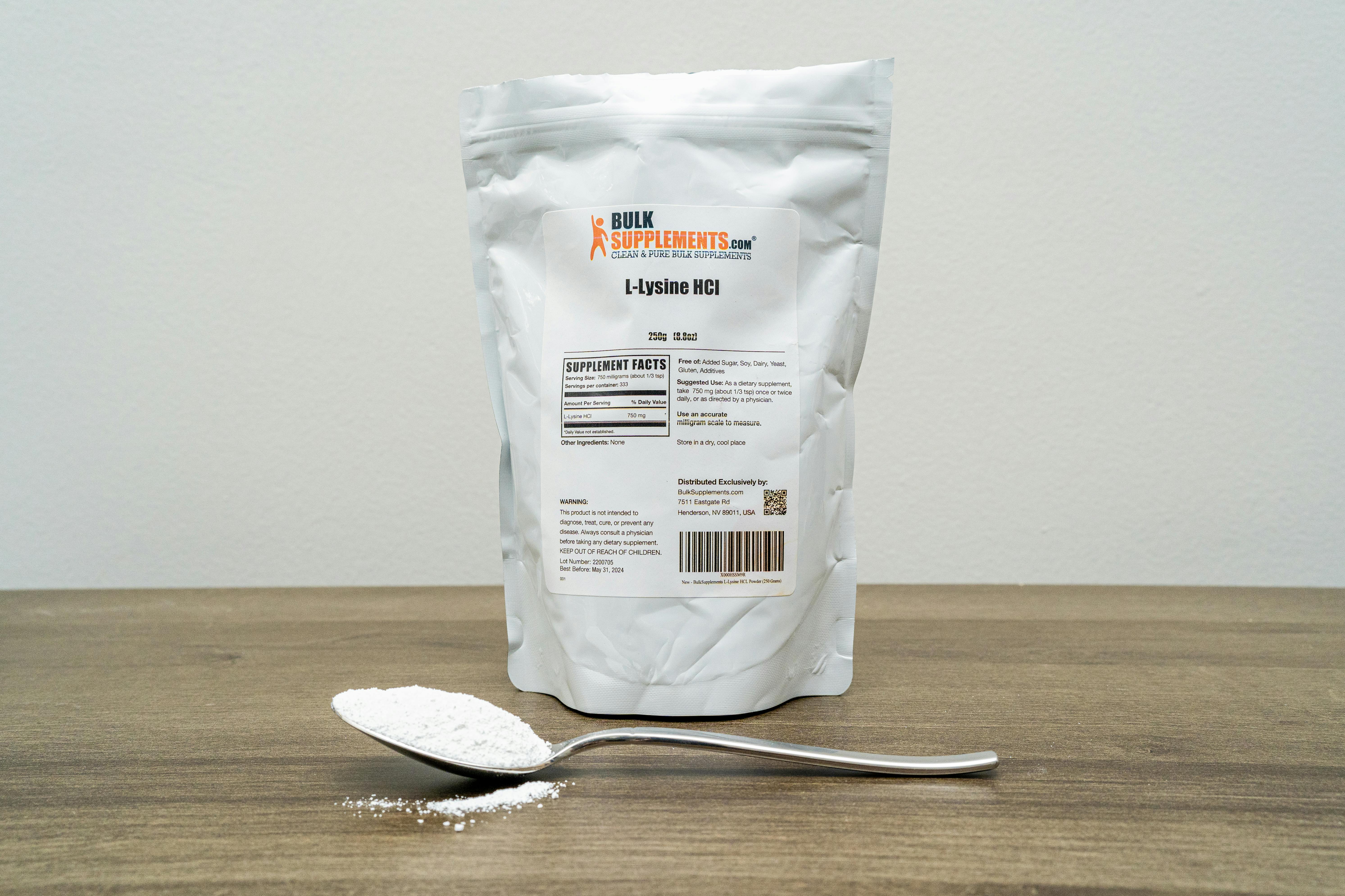 Bulk Supplements Lysine Powder in Spoon