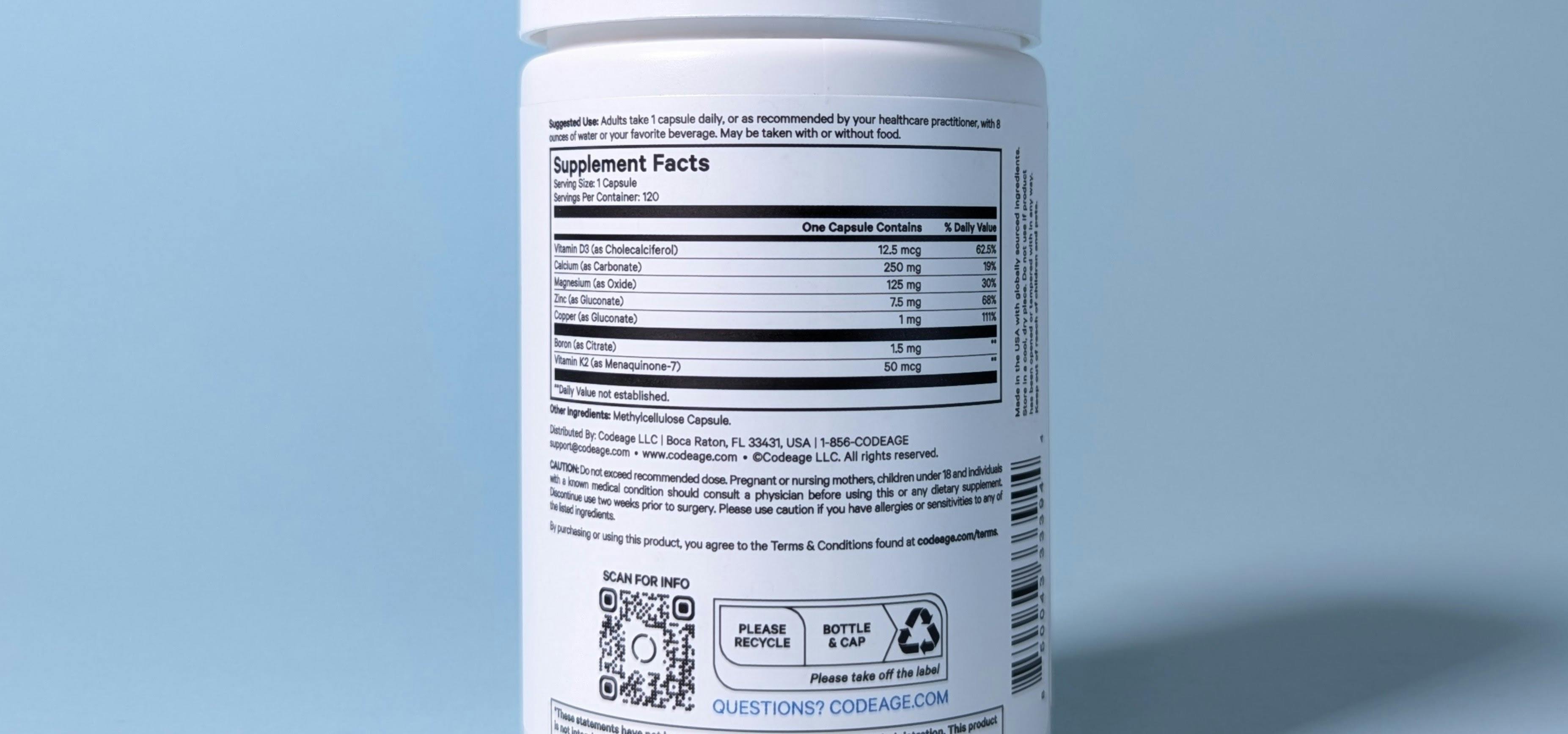 Codeage Calcium Pro Plus Ingredients