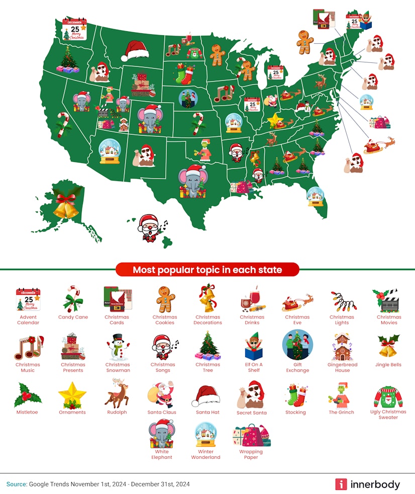 Us Map Festive States 2025