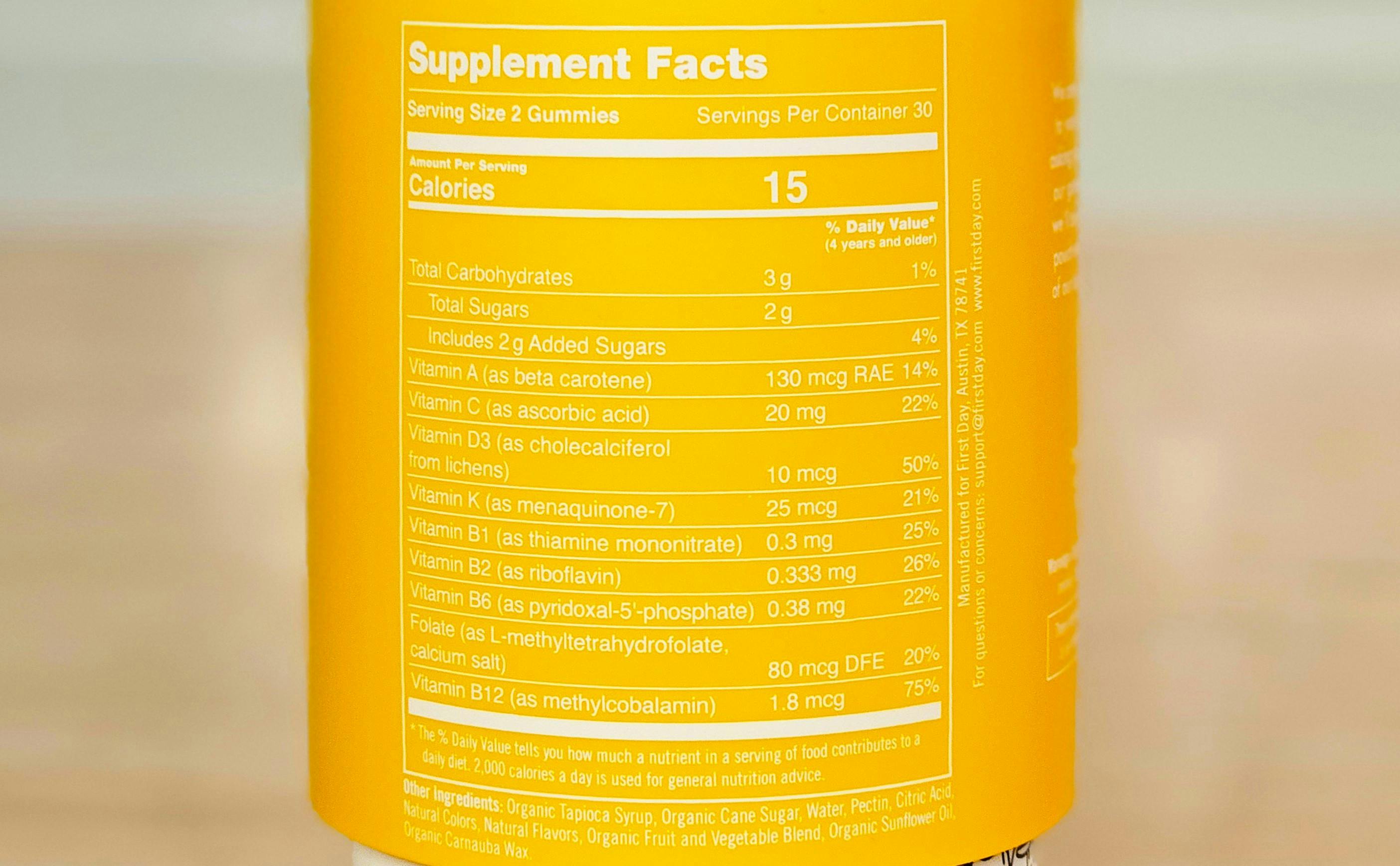 First Day Vitamins Review Kids Multivitamin Ingredients