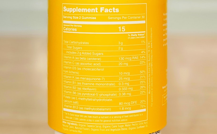 First Day Vitamins Review Kids Multivitamin Ingredients
